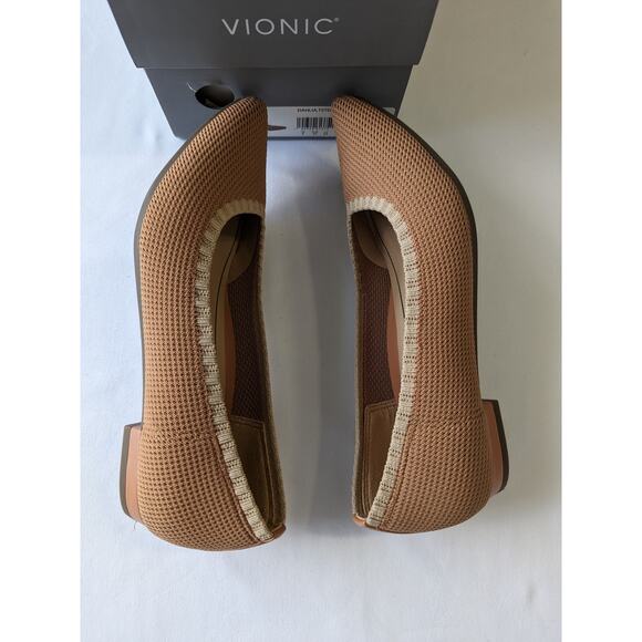 Vionic Dahlia Ballet Skimmer Flat Toasted Nut Knit Shoes Size 6 Pointy Toe - Picture 6 of 10